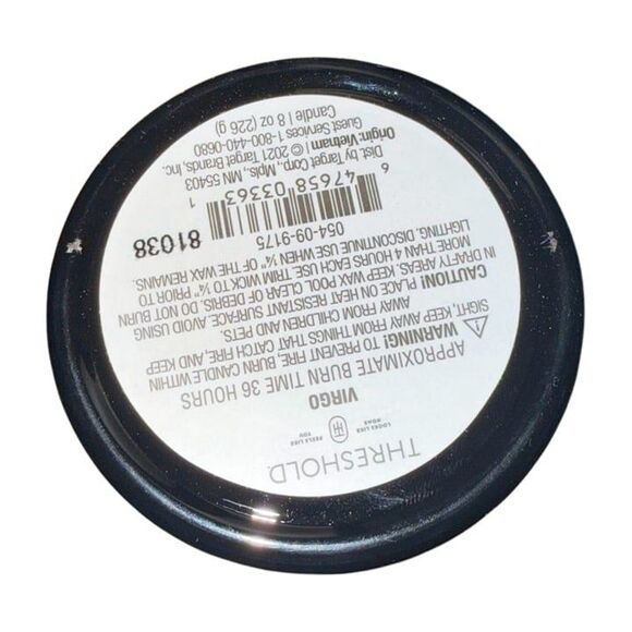 Threshold 8oz Glass Jar Zodiac Virgo Candle Black - Soy & Paraffin Wax - Picture 3 of 3